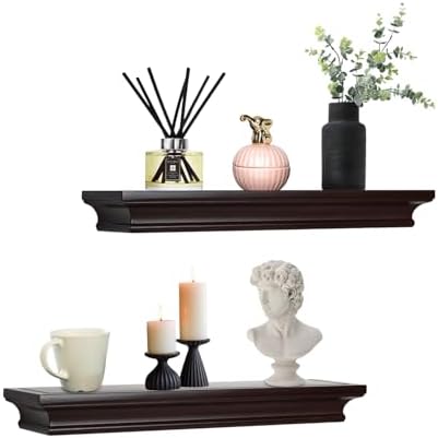 AHDECOR Floating Shelves Set of 2 Espresso Brown