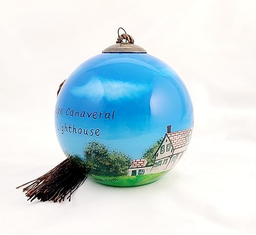 Hand Painted Lighthouse Glass Ornament - Unique Artisan Decor
