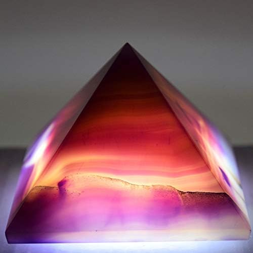 HQRP HC Set 27 Inch Dyed Purple Banded Agate Pyramid Clear Quartz Pebble