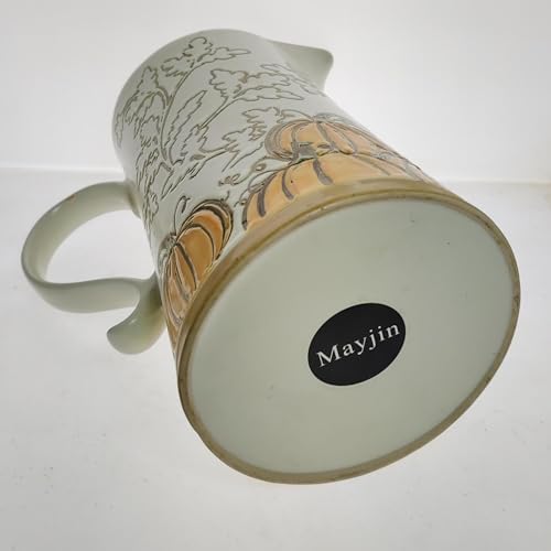 Big Decorative Ceramic Pitcher Vase with Pumpkin Design