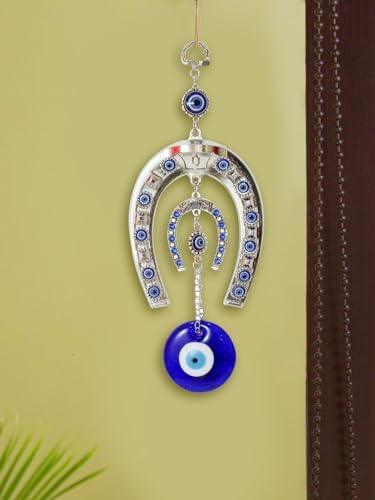 Tied Ribbons Evil Eye Hanging Ornament Set - 2 Pcs 10 Inch Metal