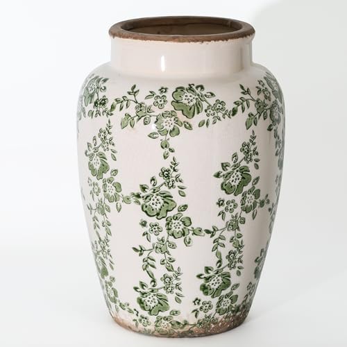 Ronasip Retro Ceramic Vase Green 10 Inch