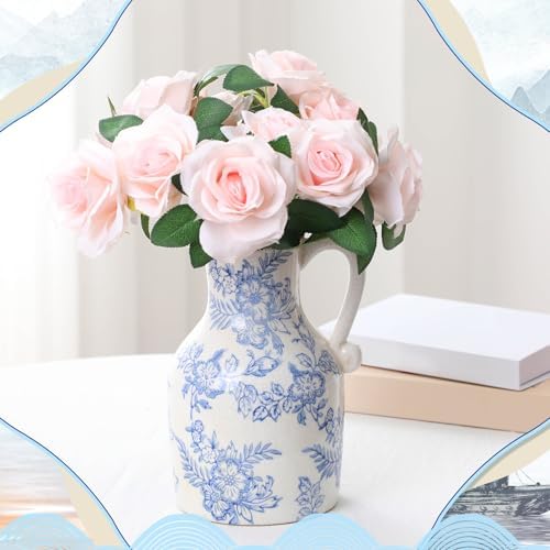 Blue and White Ceramic Vase Retro Chinoiserie Decor