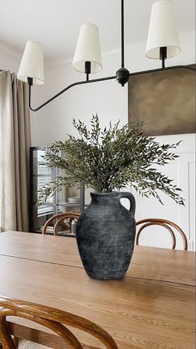 Ceramic Black Rustic Farmhouse Vase 9 Inch Decor