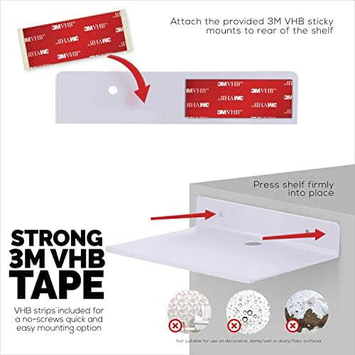 BRAINWAVZ Floating Metal Wall Shelf 2-Pack White