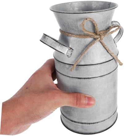 Rustic Metal Jug Vase for Flowers and Decor