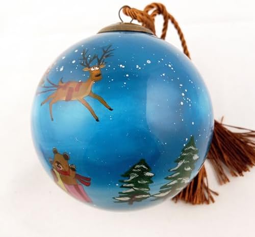 Festival Deer Hand-Painted Glass Ornament - Unique Artisan Gift