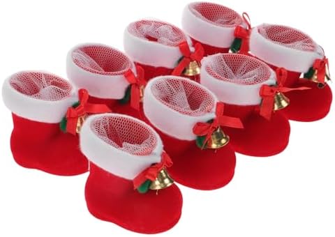 FOMIYES 8Pcs Santa Candy Boots Bags