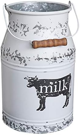 MISIXILE 11 Inch Galvanized Cow Milk Can Vase