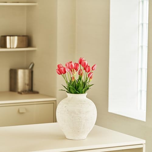 LB2 White Ceramic Large Vase 11 Inch Zen Style