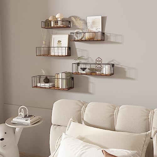 CRUGLA Floating Shelves Wall Mounted Set of 5