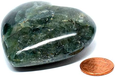 61mm Rich Green Diopside Puffy Heart with Display Stand