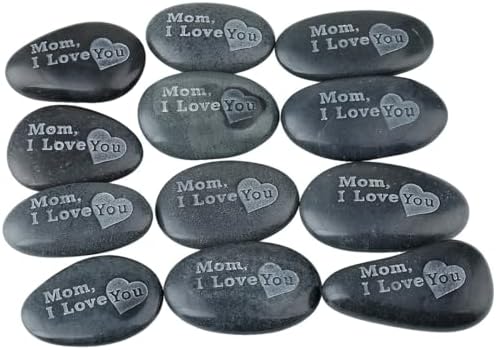 SUNYIK Black Engraved Inspirational Stones for Mothers Day or Fathers Day