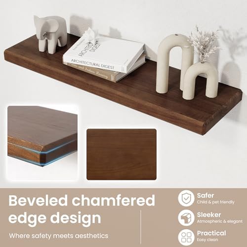 Axeman 48 Inch Walnut Floating Shelves Set of 2