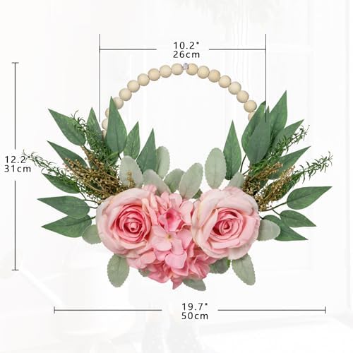 Dilatata 10 Inch Artificial Floral Wreaths 2 Pack Pink