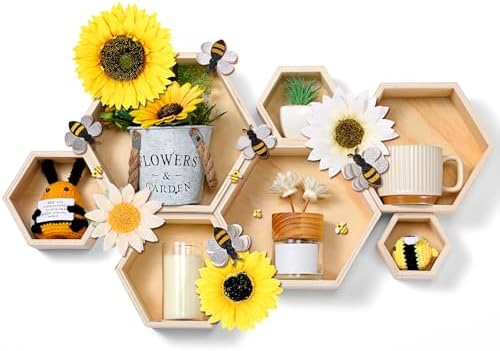 Pinkunn 45 Pcs Honeycomb Wall Shelf Set