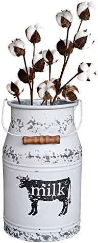 MISIXILE 11 Inch Galvanized Cow Milk Can Vase