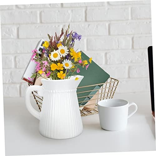 Flower Decor Kettle Shaped Ceramic Vase for Home Office