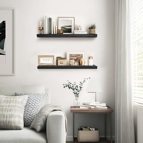 Floating Wall Shelves 2 Pack Rustic Black 16 Inch