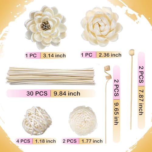 42PCS Natural Rattan Reed Diffuser Set Home Fragrance Decor