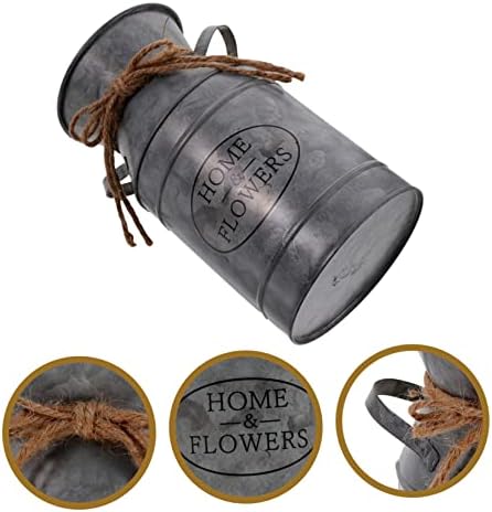 Rustic Iron Flower Bucket for Home and Office Decor