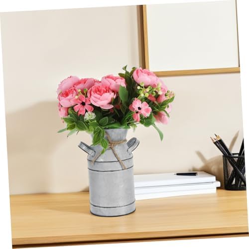 Rustic Metal Jug Vase for Flowers and Decor