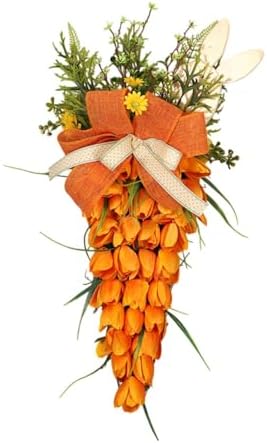 Easter Tulip Swag Decor with Bunny Handmade Wreath