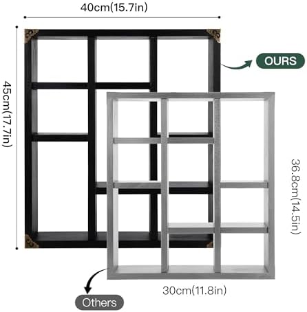 MITREL 177x157-Inch Shadow Box Shelf Set of 2 Classic Black