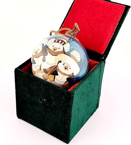 Honeylet Inside Painted Glass Penguin Ornament