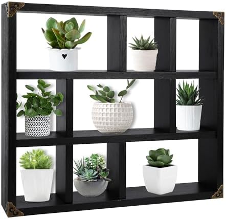 MITREL 177x157-Inch Shadow Box Shelf Set of 2 Classic Black
