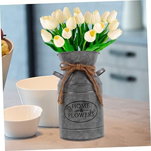 Rustic Iron Flower Bucket for Home and Office Decor