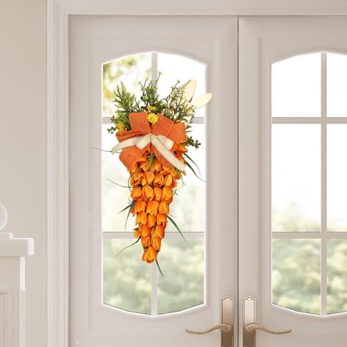 Easter Tulip Swag Decor with Bunny Handmade Wreath