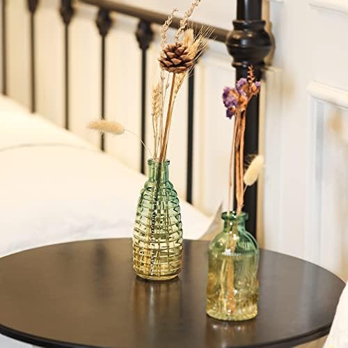 Joeyan Embossed Glass Vase Set of 3 Green and Amber