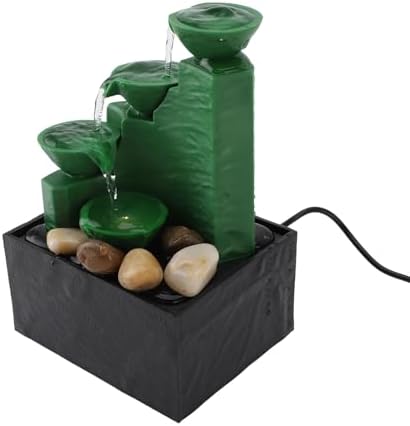 Tabletop Fountain with LED Light and Stones for Office and Bedroom