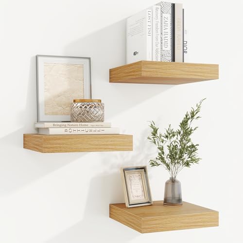 Fuqing Floating Shelves Wall Mounted Oak 65 Inch Set of 3