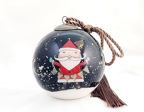 Hand-Painted Glass Santa HoHoHo Ornament - Unique Artisan Decor