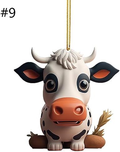 Lanema Playful 3D Cartoon Cow Car Pendant Decorations