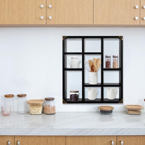 MITREL 177x157-Inch Shadow Box Shelf Set of 2 Classic Black