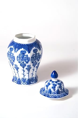 Blue and White Ginger Jar 15 Inch Ceramic Vase