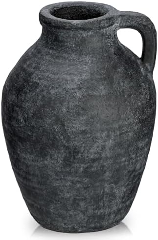 Ceramic Black Rustic Farmhouse Vase 9 Inch Decor