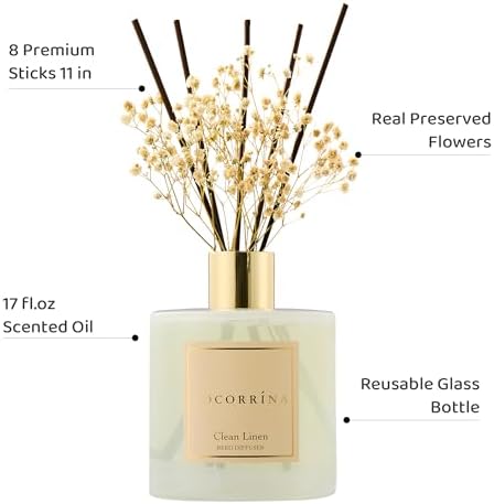 COCORRINA Reed Diffuser - Clean Linen 17 Fl Oz