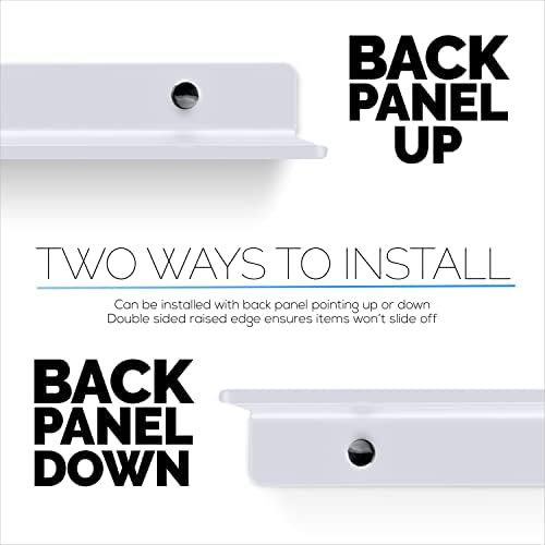 BRAINWAVZ Floating Metal Wall Shelf 2-Pack White