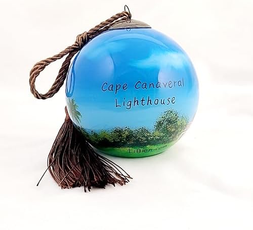 Hand Painted Lighthouse Glass Ornament - Unique Artisan Decor