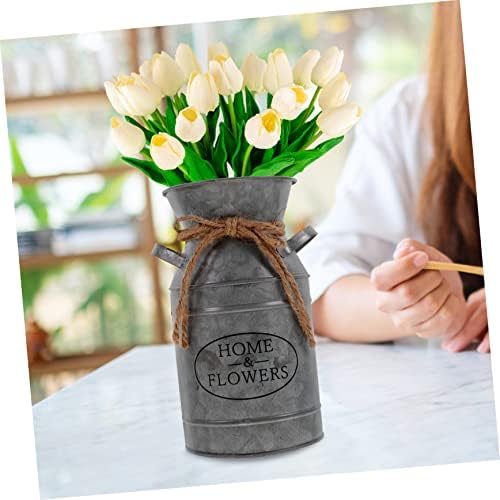 Rustic Iron Flower Bucket for Home and Office Decor