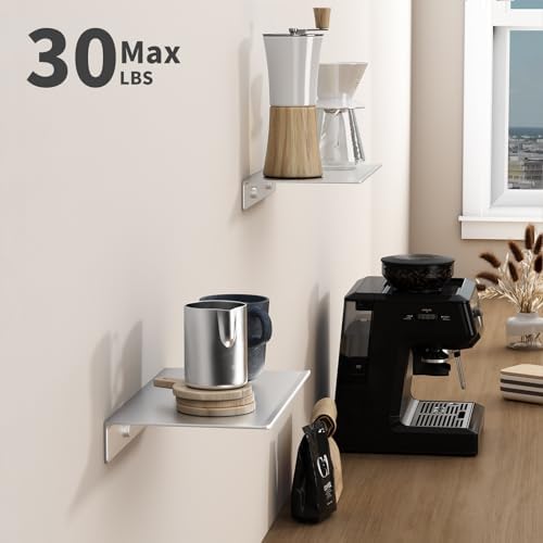 Danpoo 2PCS Silver Floating Shelves for Wall Storage