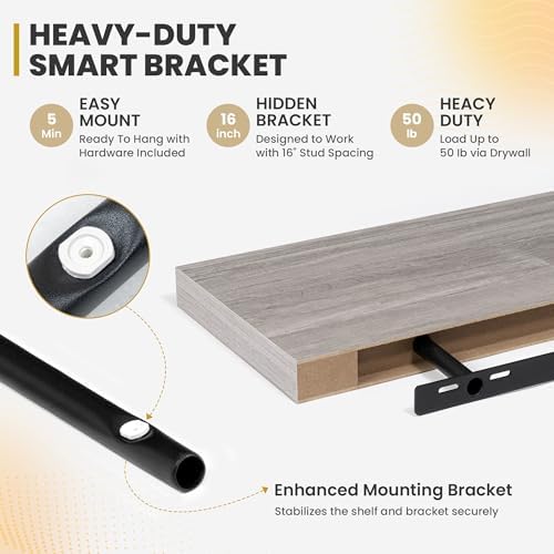 24 Inch Floating Shelves Set of 2 Gray Rustic Design