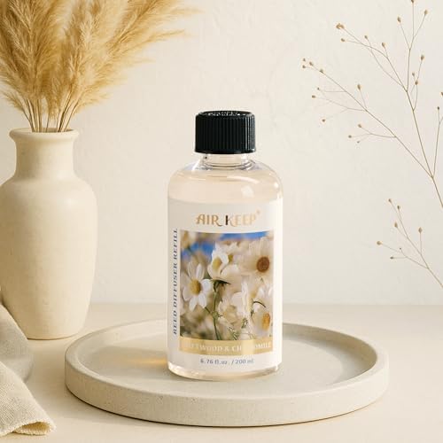 Airkeep Reed Diffuser Oil Refill with 8 Sticks 200ml Chamomile Wood Scent