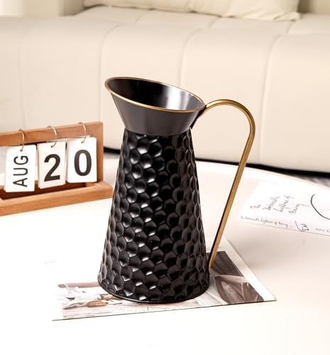 Elegant Black Metal Pitcher Vase for Home Dcor