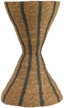Bloomingville Hourglass Shape Seagrass Vase with Stripes