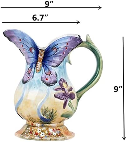 Large Ceramic Water Pitcher Flower Vase 9 Inches